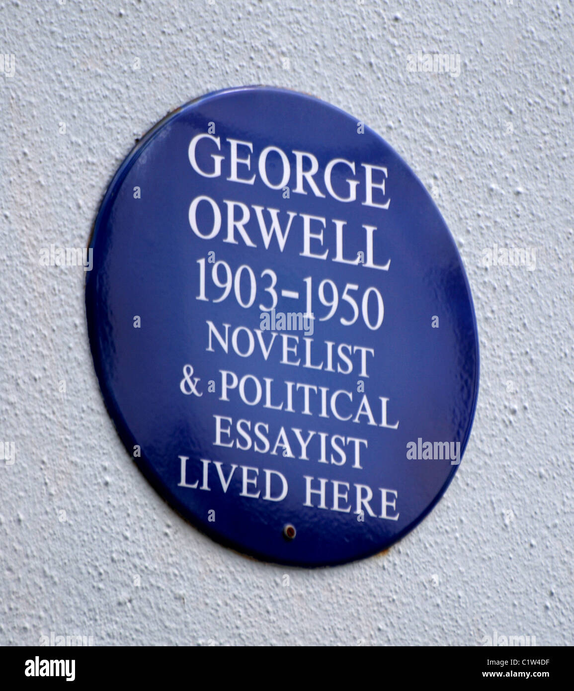 A Blue Plaque honouring British writer, George Orwell. Stock Photo