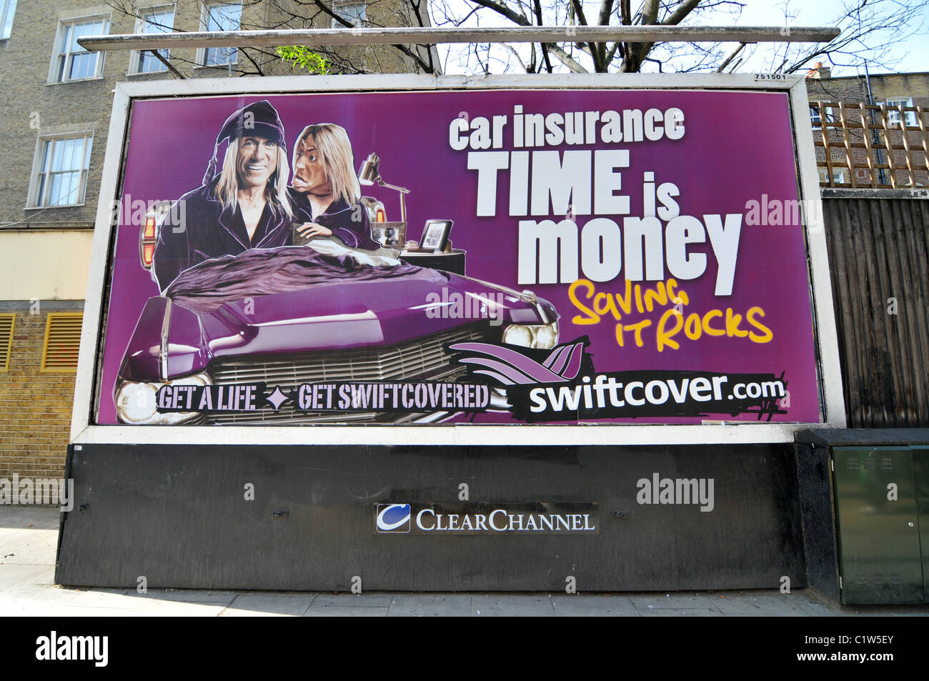 Iggy Pop Swiftcover.com advert puppet model caricature car insurance joke  funny ad Stock Photo - Alamy