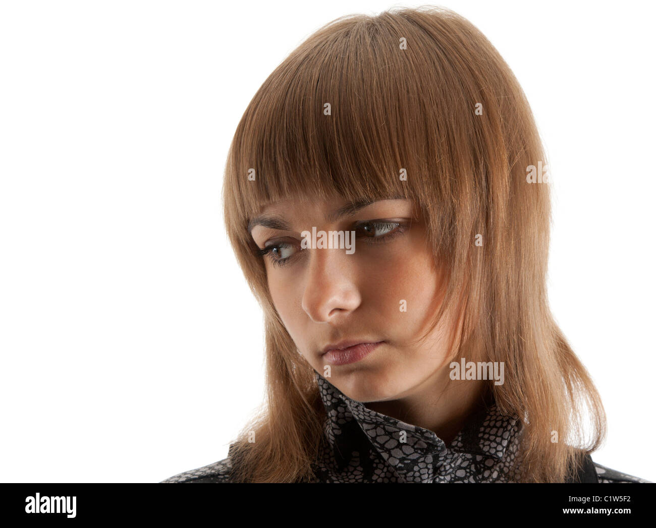 Portrait of the beautiful young girl on white background Stock Photo ...