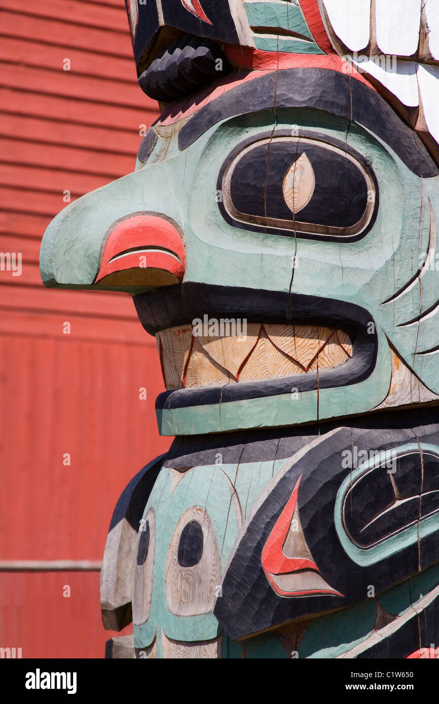 Closeup of a totem pole, Icy Strait Point, Hoonah City, Chichagof