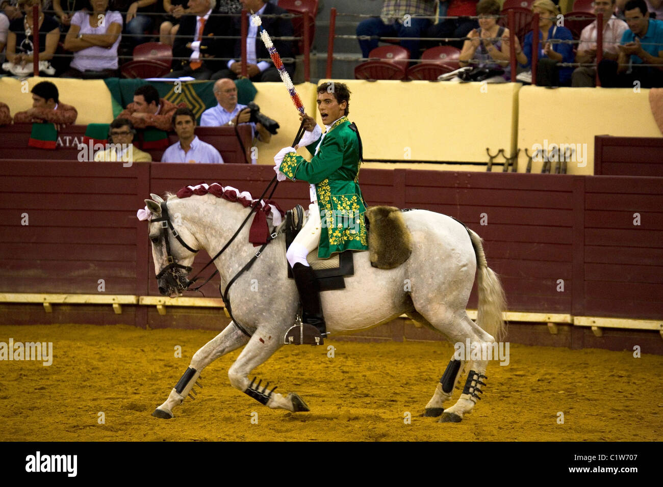 A skilled horseman (Cavaleiro) shows horse control during a Portuguese