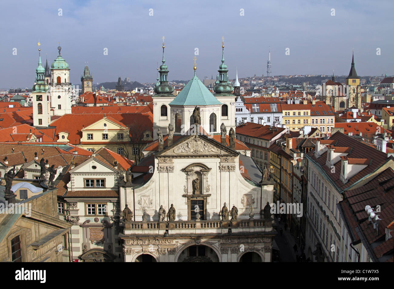 Church towers, the St. Salvator Church and rooftops of the Prague