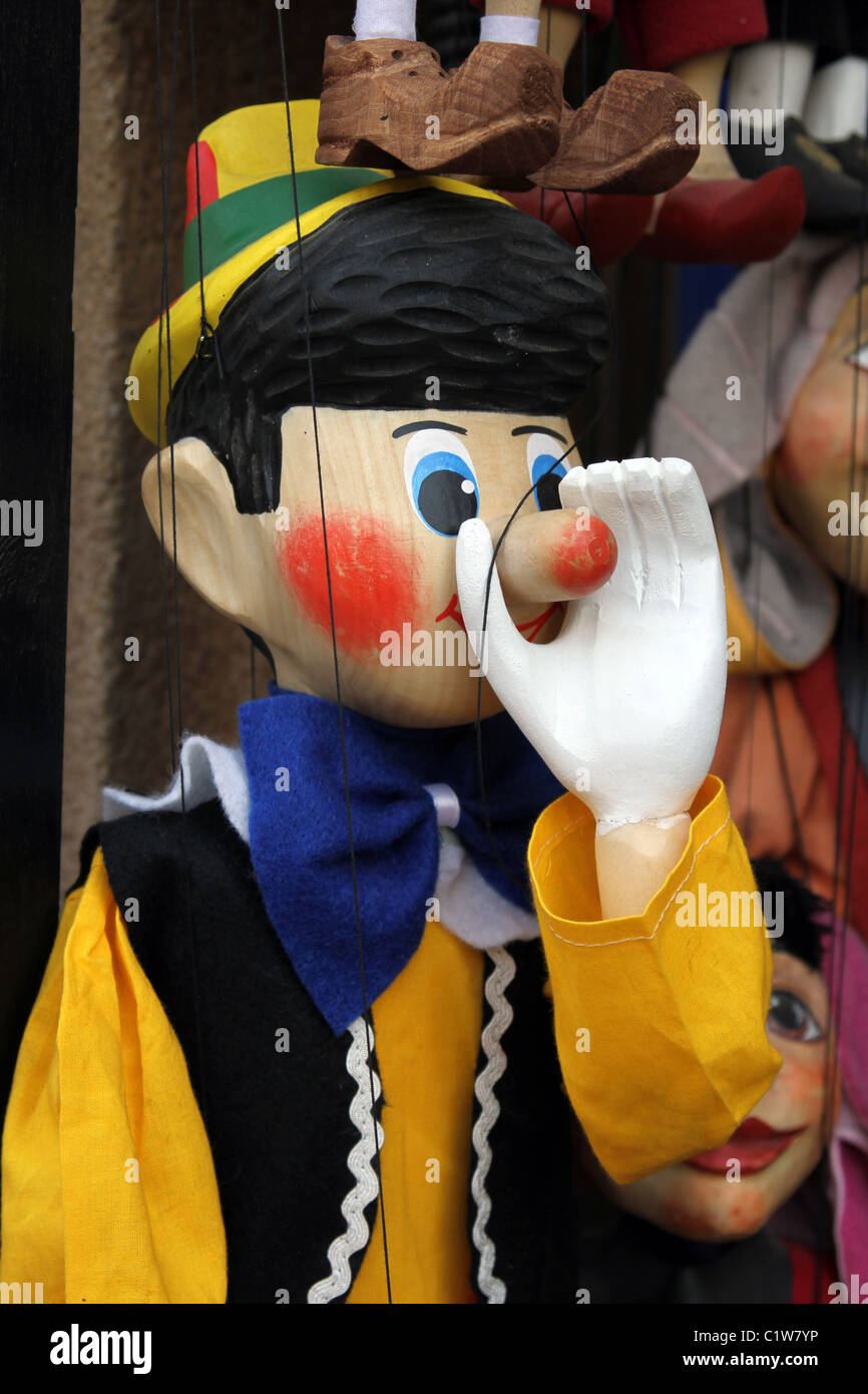 Pinocchio string puppet or marionette in Prague, Czech Republic Stock Photo