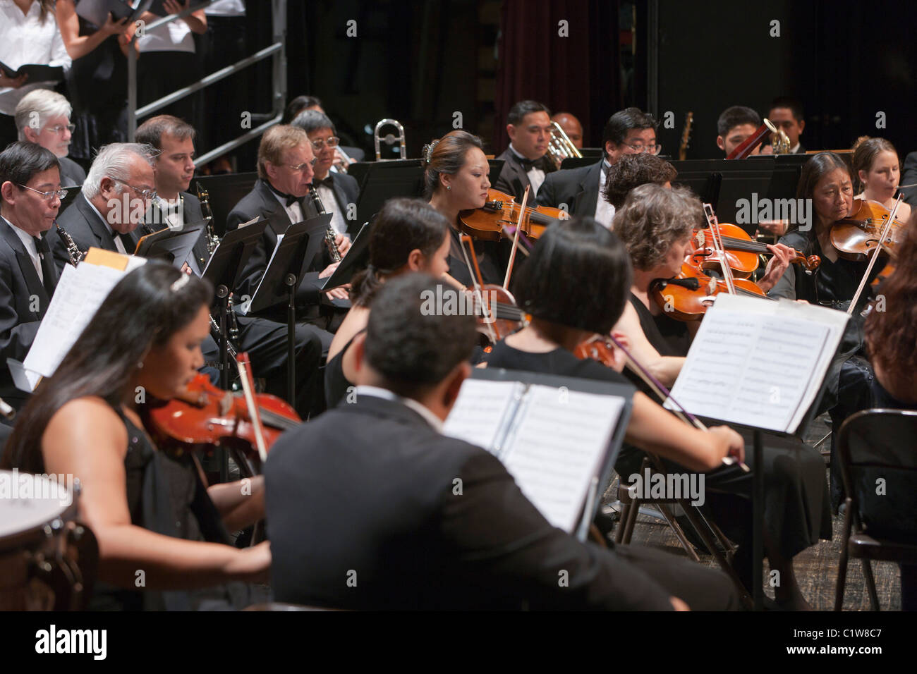 Part of classical orchestra during performance Stock Photo