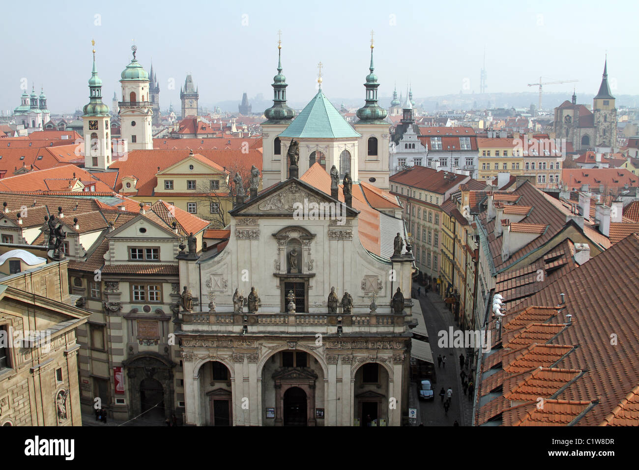 Church towers, the St. Salvator Church and rooftops of the Prague