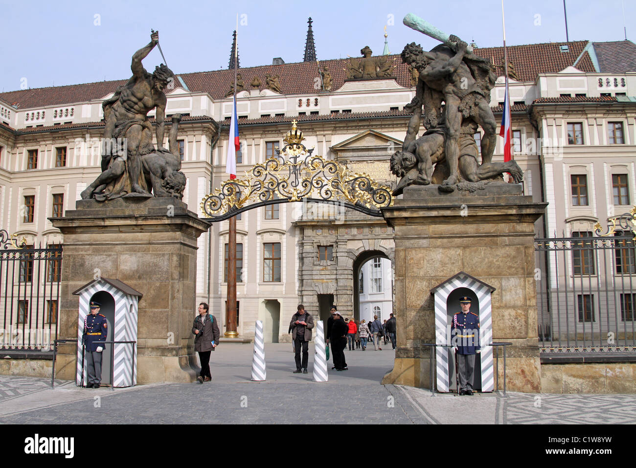 Gates of Prague Castle in Prague, Czech Republic Stock Photo