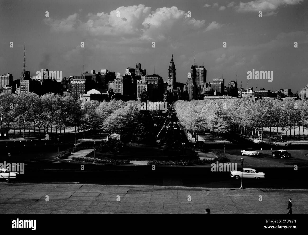 USA, Pennsylvania, Philadelphia, Skyline from Philadelphia Art Museum Stock Photo