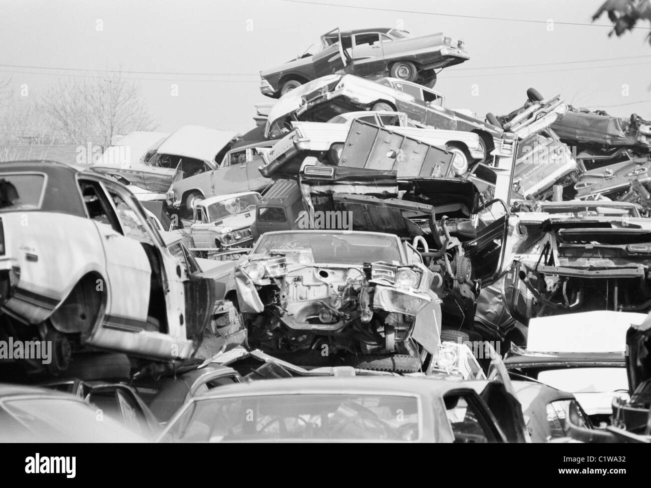 Junkyard car Black and White Stock Photos & Images Alamy