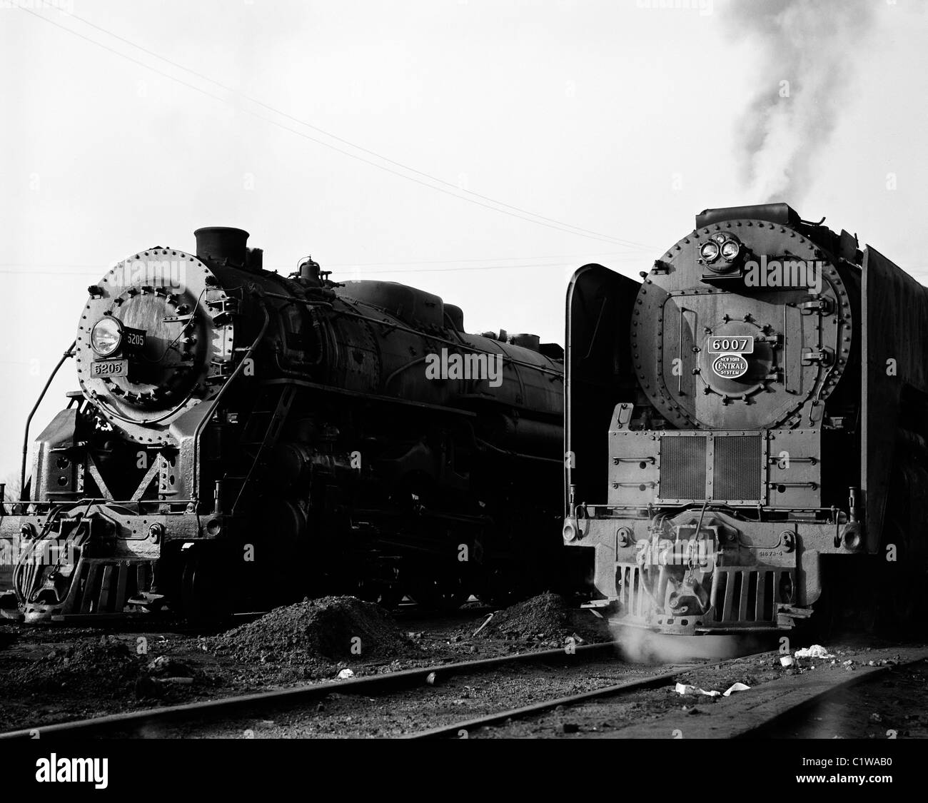 Steam Locomotives on side track Stock Photo - Alamy