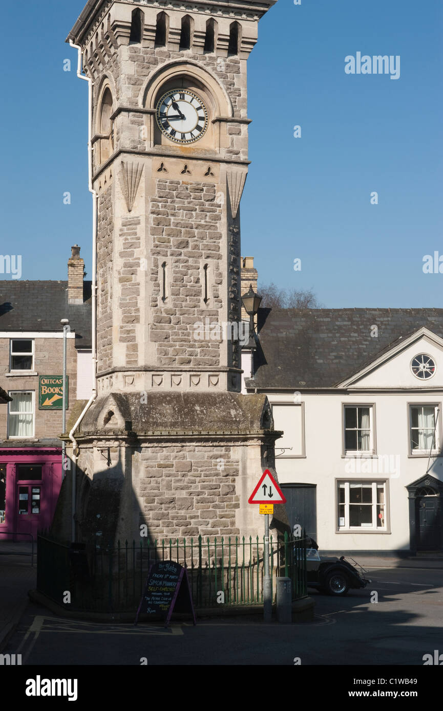 Town clock in Hay-on-Wye Stock Photo