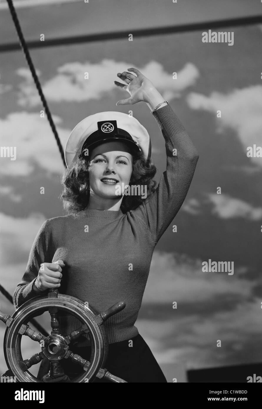 White sailor hat Black and White Stock Photos & Images - Alamy