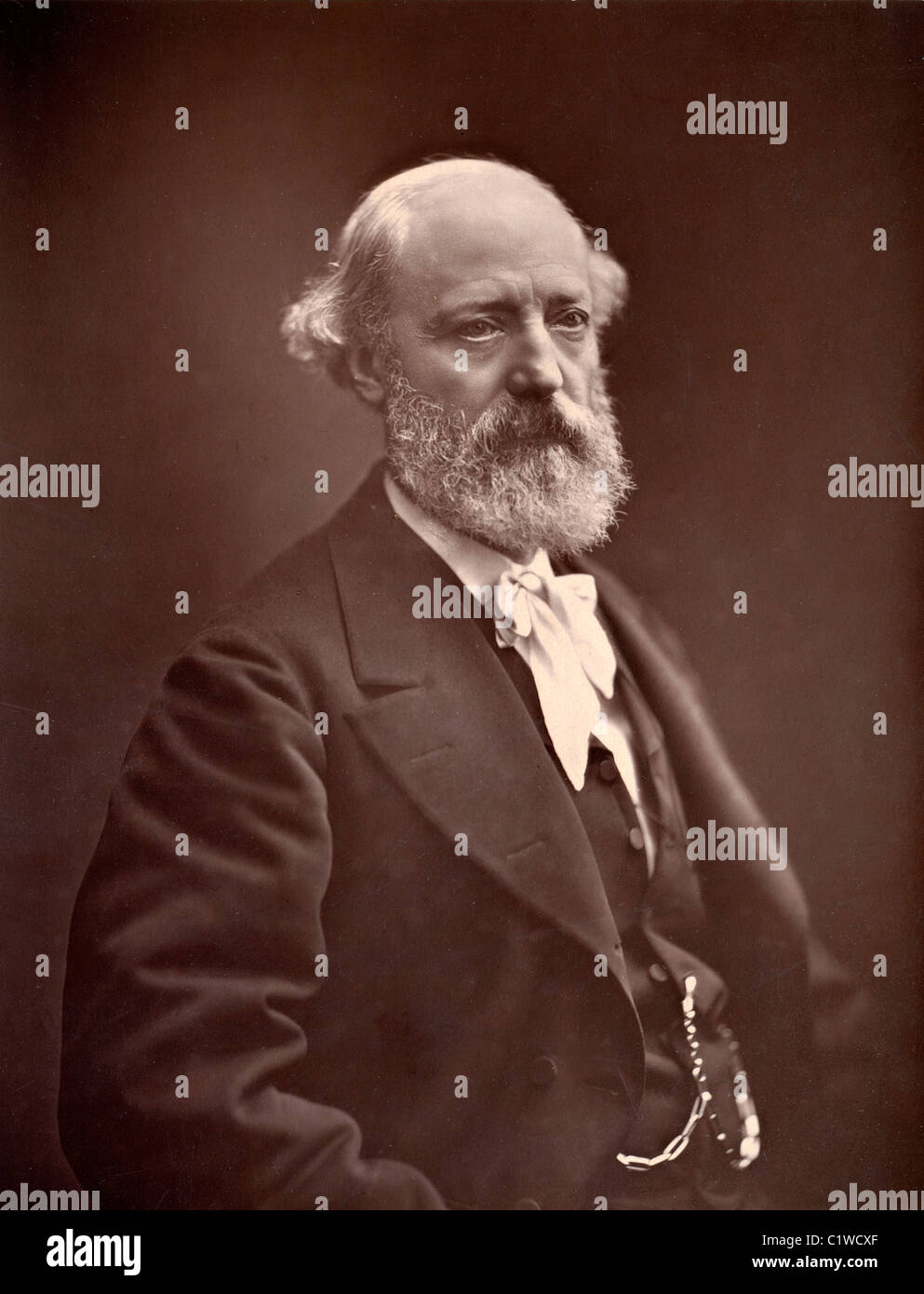 Portrait of Eugène Viollet-le-Duc (1814-1879) French Architect, Conservationist and Author. Woodburytype Print Stock Photo