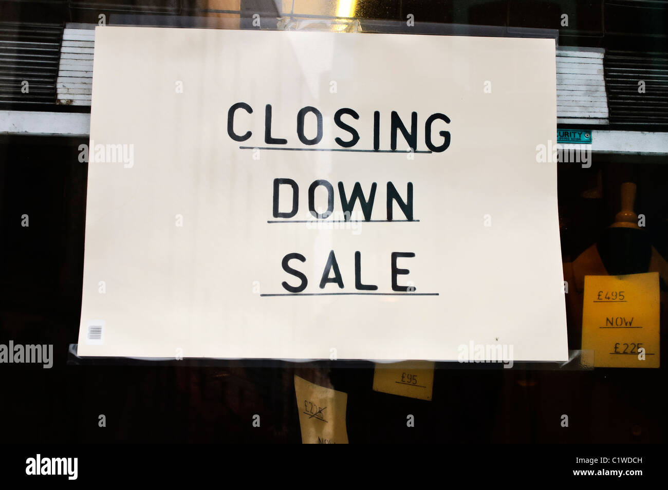 Closing Down Sign in Shop Window - 2010 Stock Photo