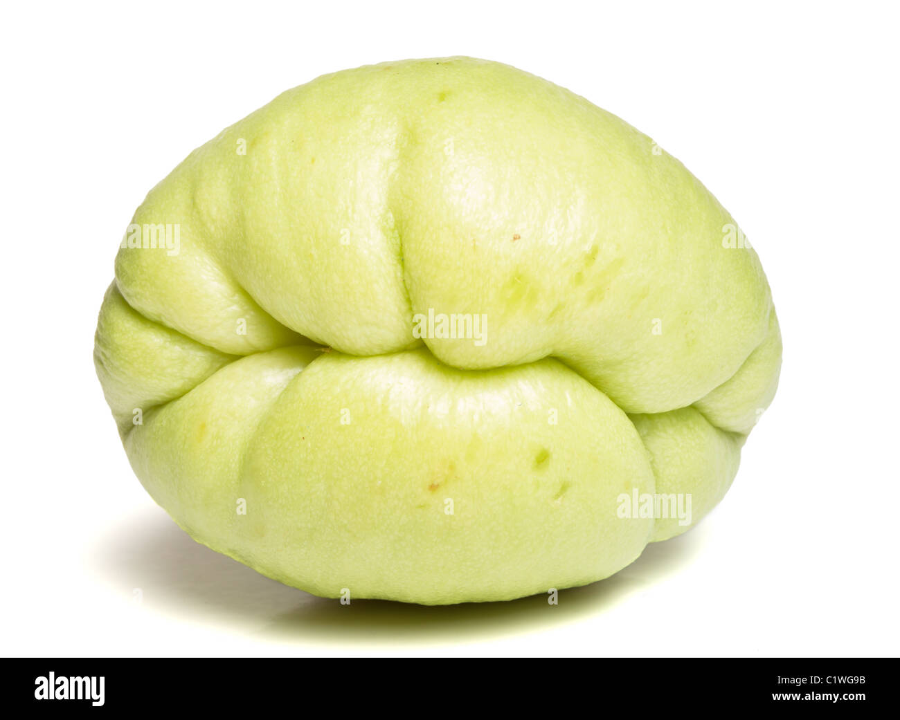 Chayote also known as chow chow and many other names isolated on white. Stock Photo
