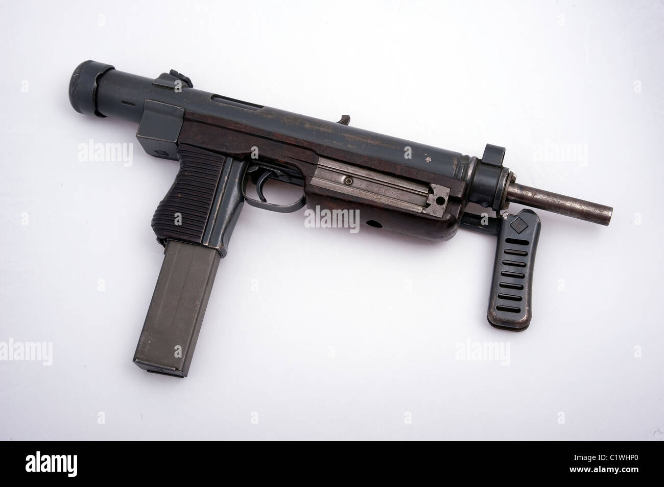 A sub machine gun, small, compact, deadly. Stock Photo