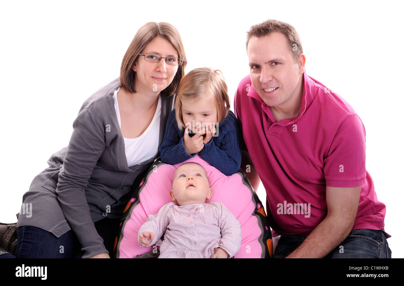 Happy family isolated on white background Stock Photo - Alamy