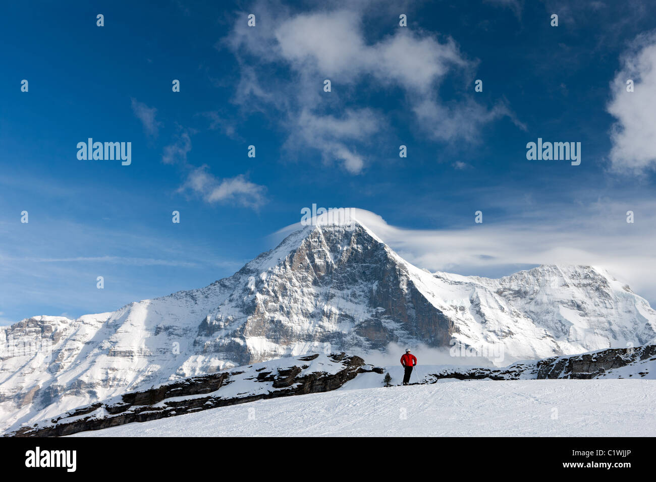 mountain; eiger; alps; switzerland; snow; bernese; winter; grindelwald; european; oberland; blue
