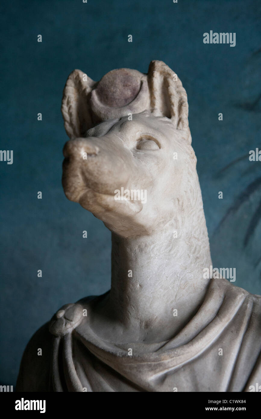 Statute of Roman era and dress depiction of Egyptian god Anubis. Vatican Museum. Stock Photo