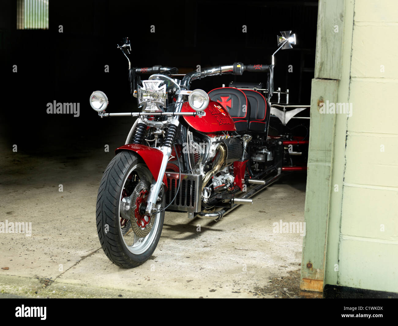 V6 engined custom trike Stock Photo