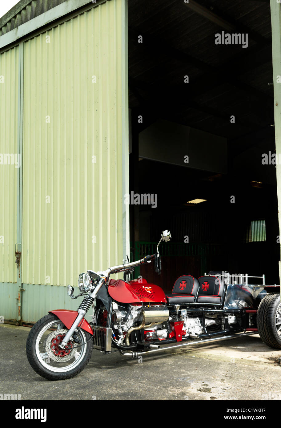 V6 engined custom trike Stock Photo