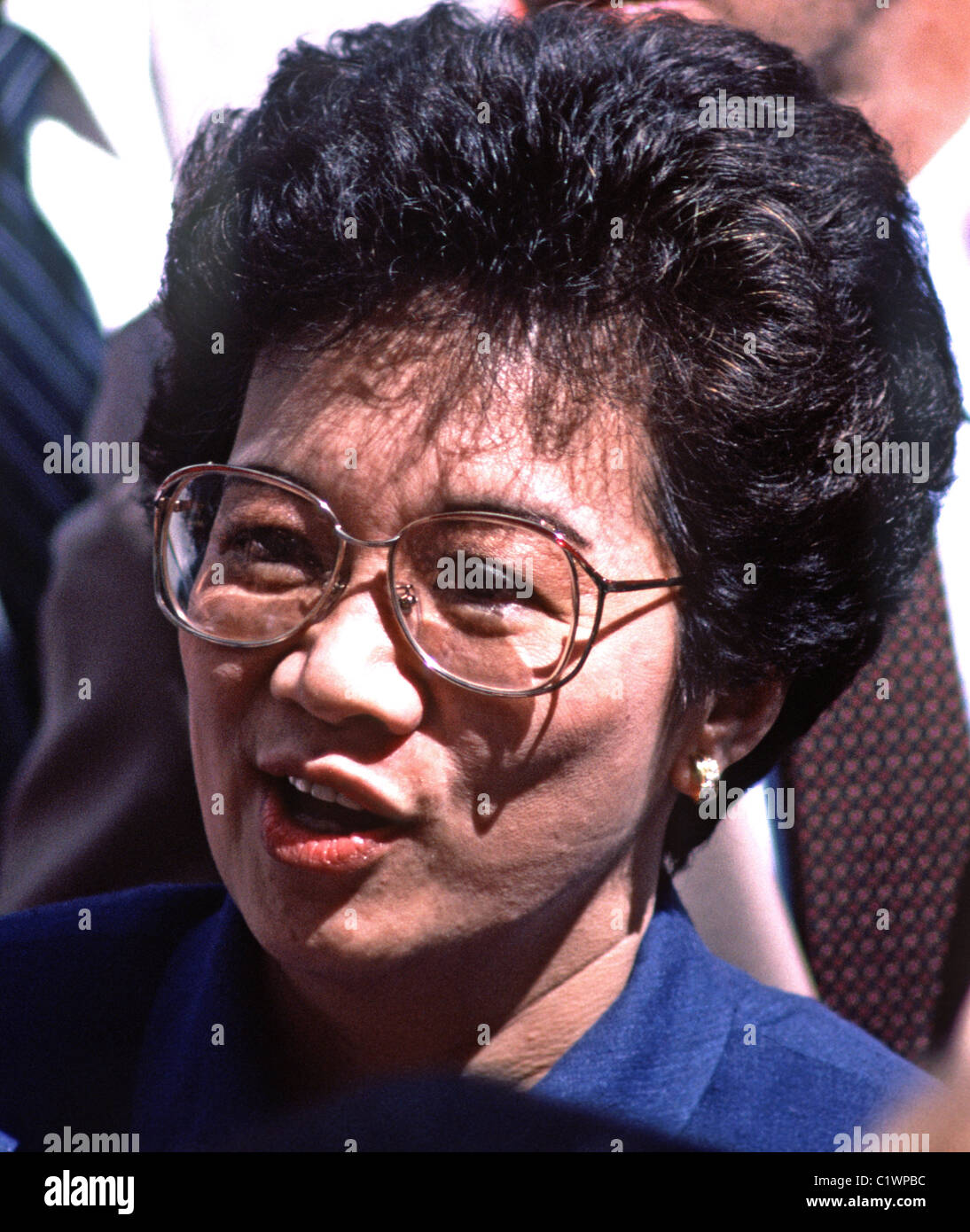 Philippines President Corazon Aquino, visiting San Francisco, California, USA in 1986 Stock Photo
