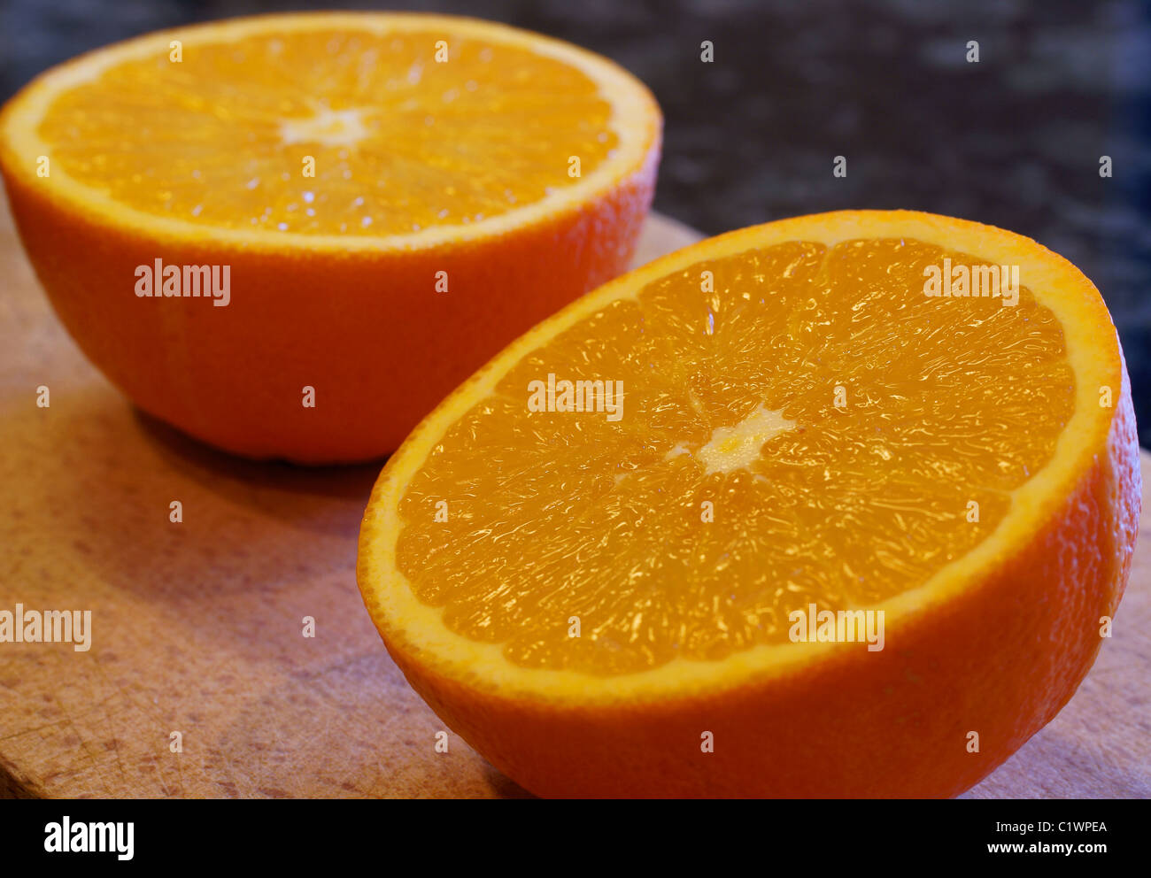 Orange cut in half Stock Photo