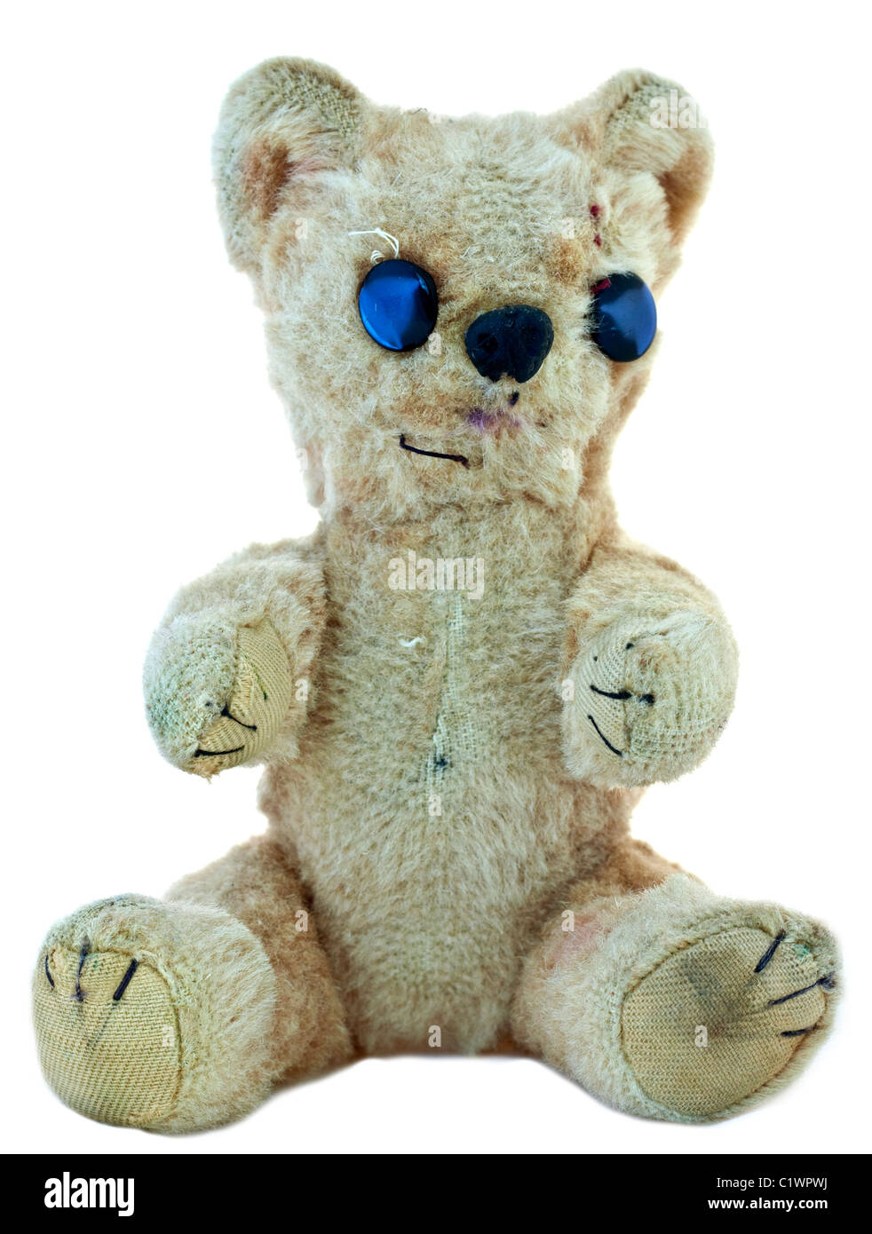 Old teddy bear; faded, worn, repaired, but still loved Stock Photo Alamy