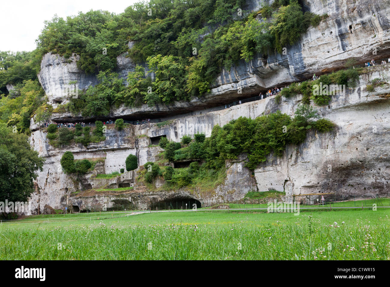 Cliff dwellings at Roque St Christophe Dordogne France Stock Photo