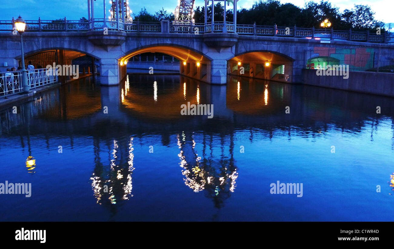 Bridge over canal in Gatineau City, Quebec Canada. Stock Photo