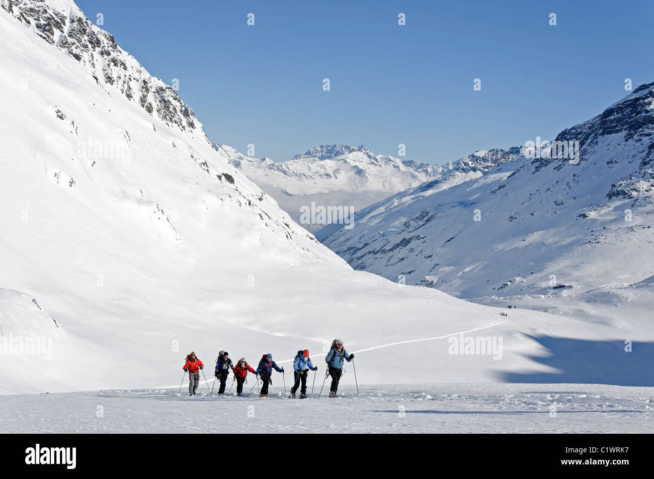 Ski touring in the Silvretta region of Austria Stock Photo