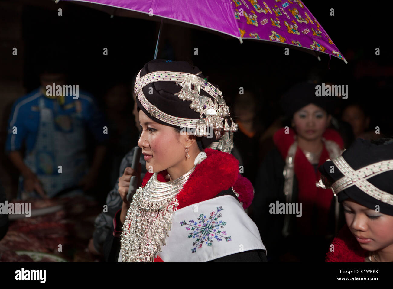 Iu Mien(Yao) bride wedding march at midnight, Ban Bur Siliam, Pongta