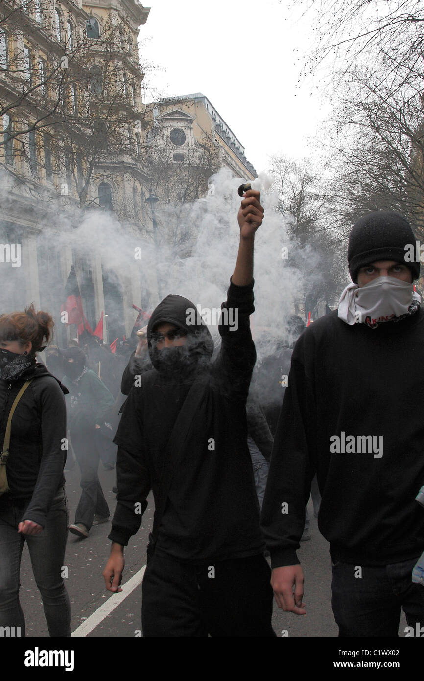 Anarchists march through London Stock Photo