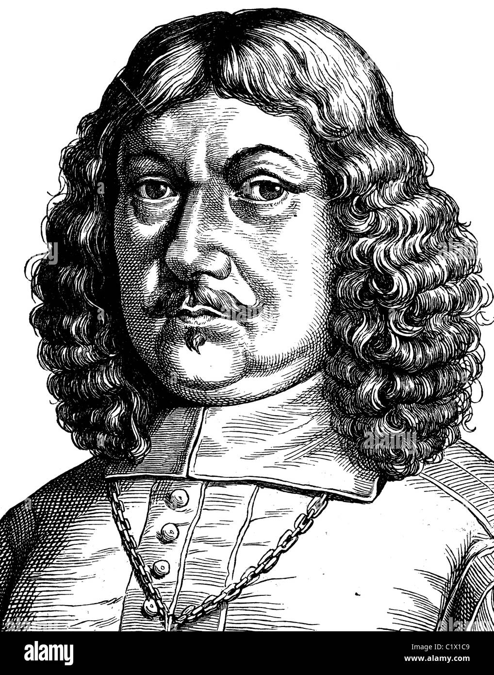Digital improved image of Benedict Carpzov the Younger, criminal law and witch theorist, 1595 - 1666, historical illustration, p Stock Photo
