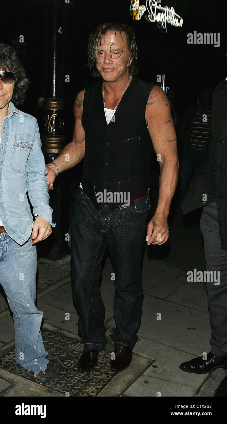 American actor Mickey Rourke leaves Stringfellows lapdancing club at 4 ...