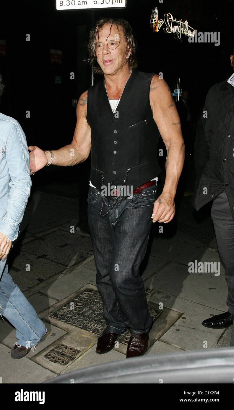 American actor Mickey Rourke leaves Stringfellows lapdancing club at 4 ...