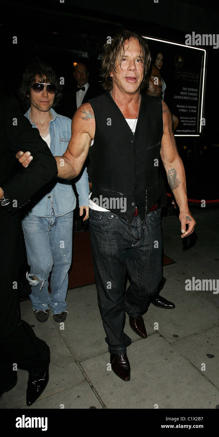 American actor Mickey Rourke leaves Stringfellows lapdancing club at 4 ...