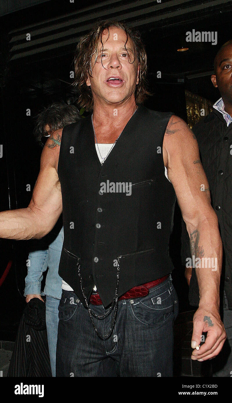 American actor Mickey Rourke leaves Stringfellows lapdancing club at 4 ...