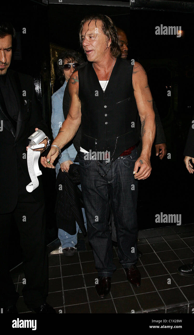 American actor Mickey Rourke leaves Stringfellows lapdancing club at 4 ...