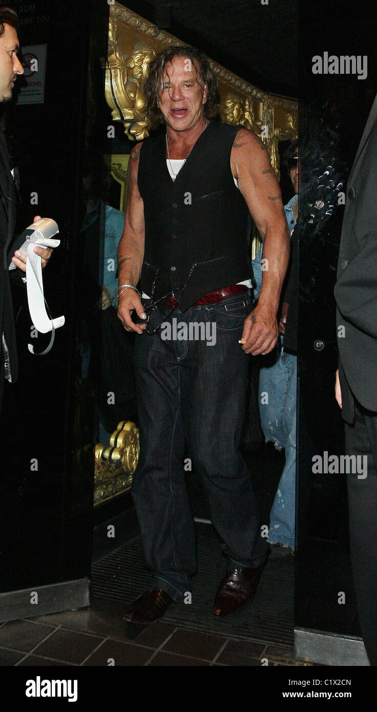 American actor Mickey Rourke leaves Stringfellows lapdancing club at 4 ...