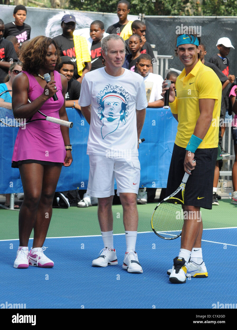 Serena Williams, John McEnroe and Rafael Nadal The Nike Game, Set, NYC  tennis event ahead of the US Open New York City, USA Stock Photo - Alamy