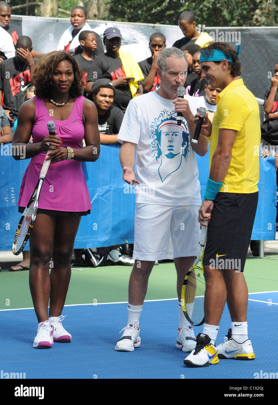 Serena Williams, John McEnroe and Rafael Nadal The Nike Game, Set, tennis ahead of the Open New York City, USA Photo - Alamy