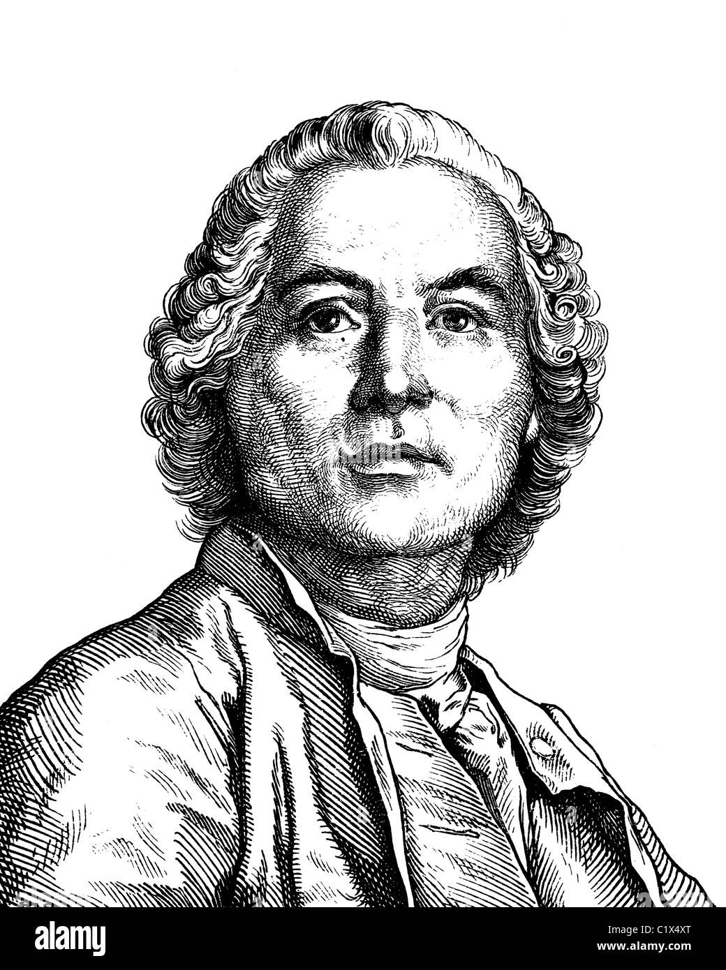 Digital improved image of Christoph Willibald Gluck, Ritter von Gluck, opera composer of the pre-classic, 1714 - 1787, historica Stock Photo