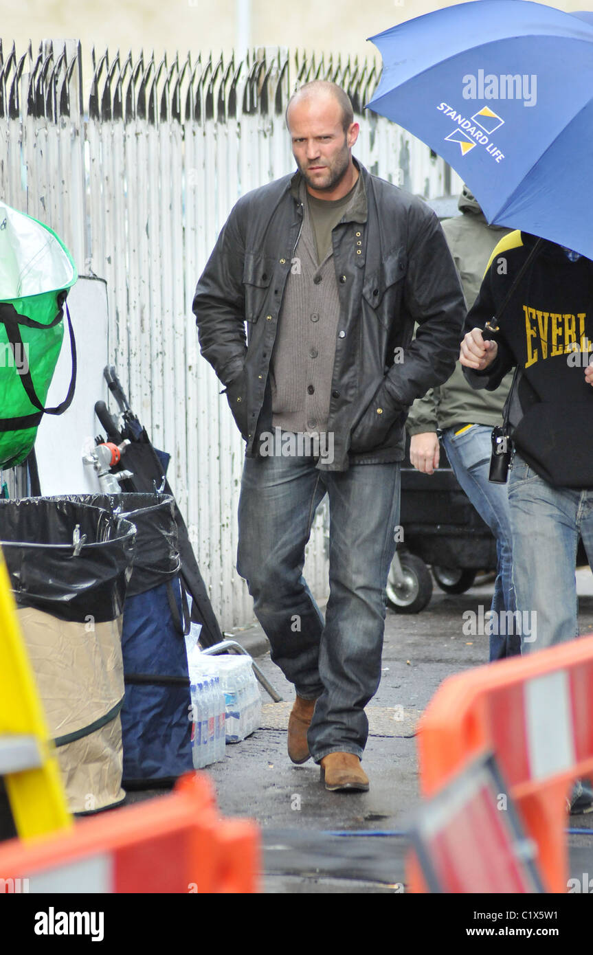 Jason Statham on the set of his new film 'Blitz' London, England - 28.08.09  Stock Photo - Alamy