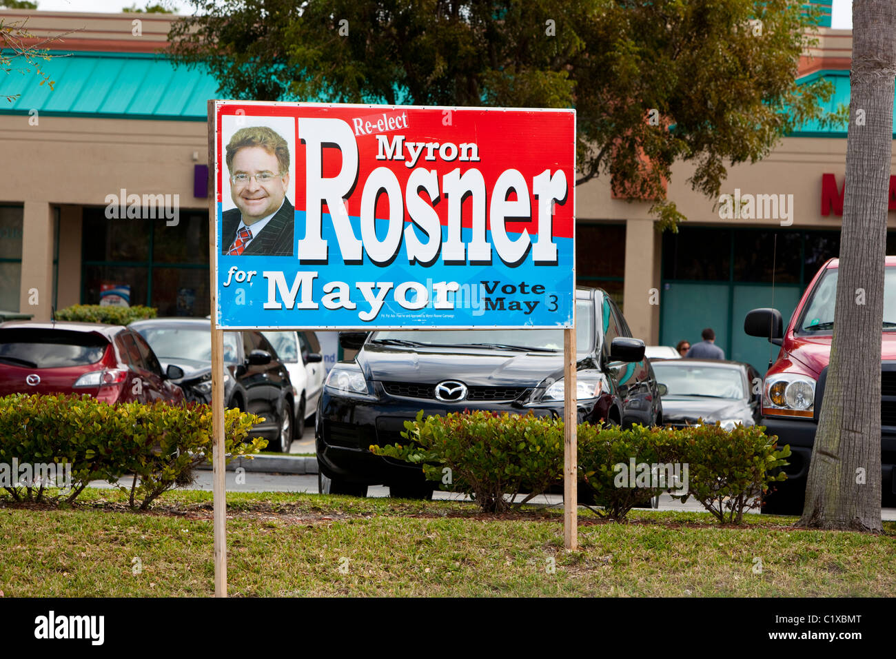 Politician candidate campaign sign, Miami, Florida, USA Stock Photo