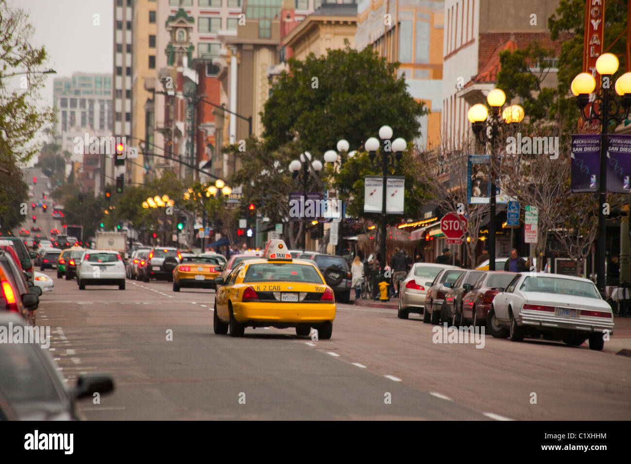 Gaslamp street scene San Diego CA Stock Photo Alamy