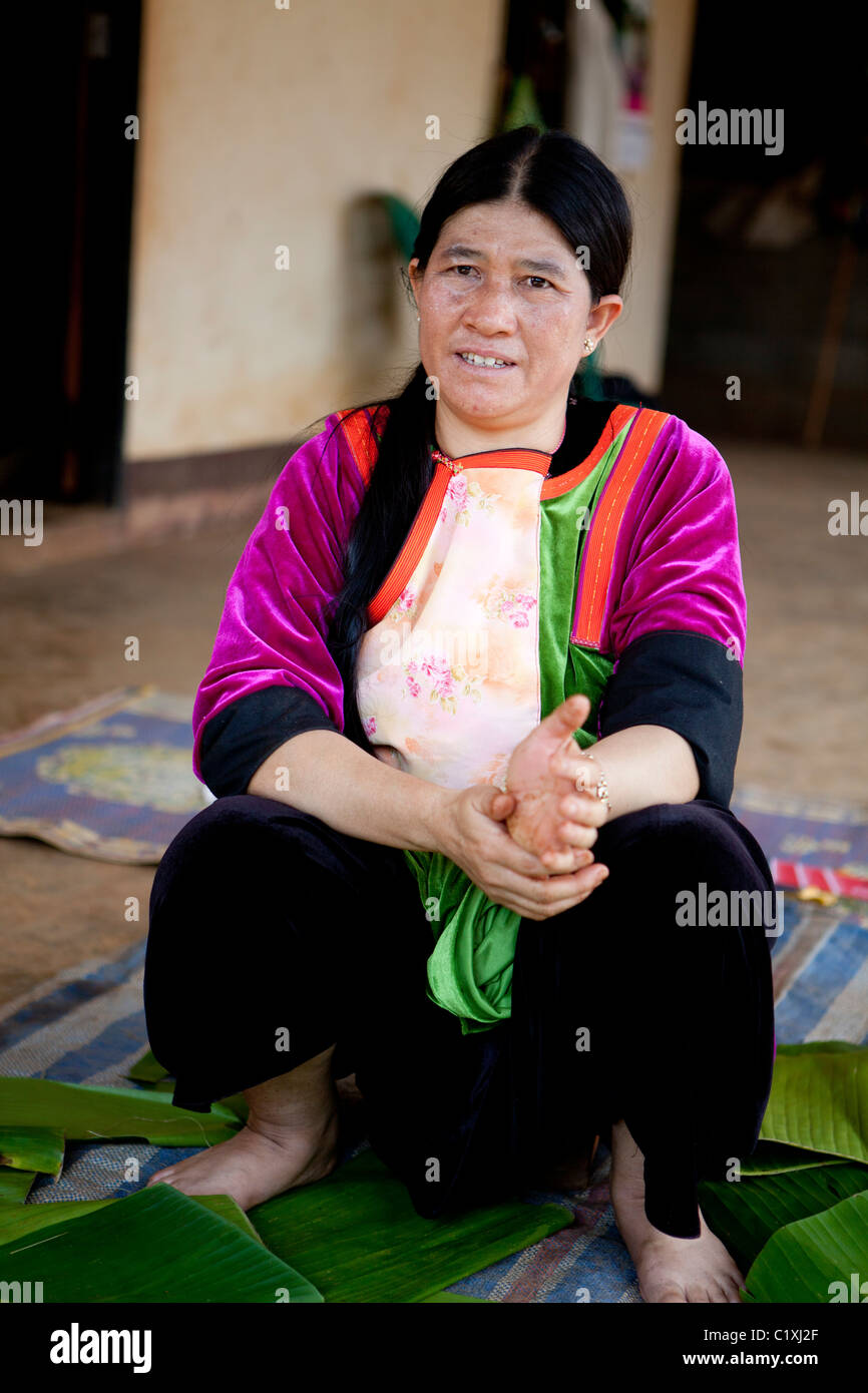Lisu Hill Tribes woman make rice cake by hand for celebration New year