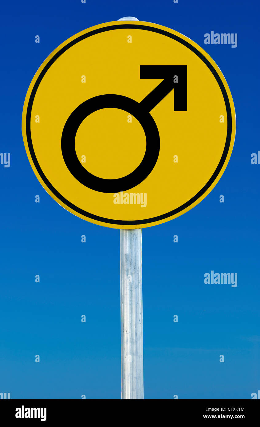 A Male gender sign isolated on a blue graduated sky. Stock Photo