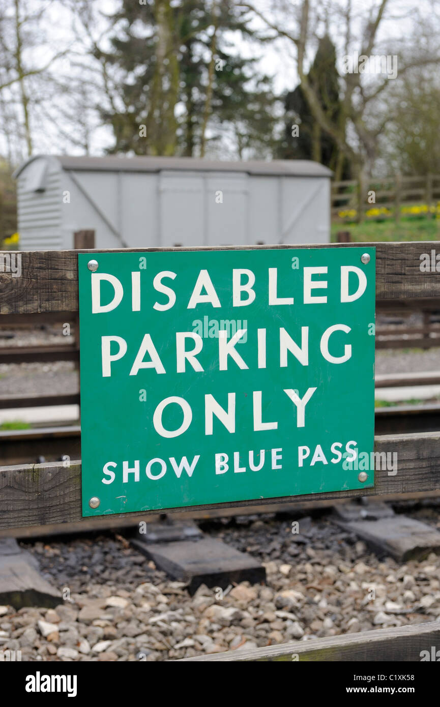 disabled parking sign england uk Stock Photo