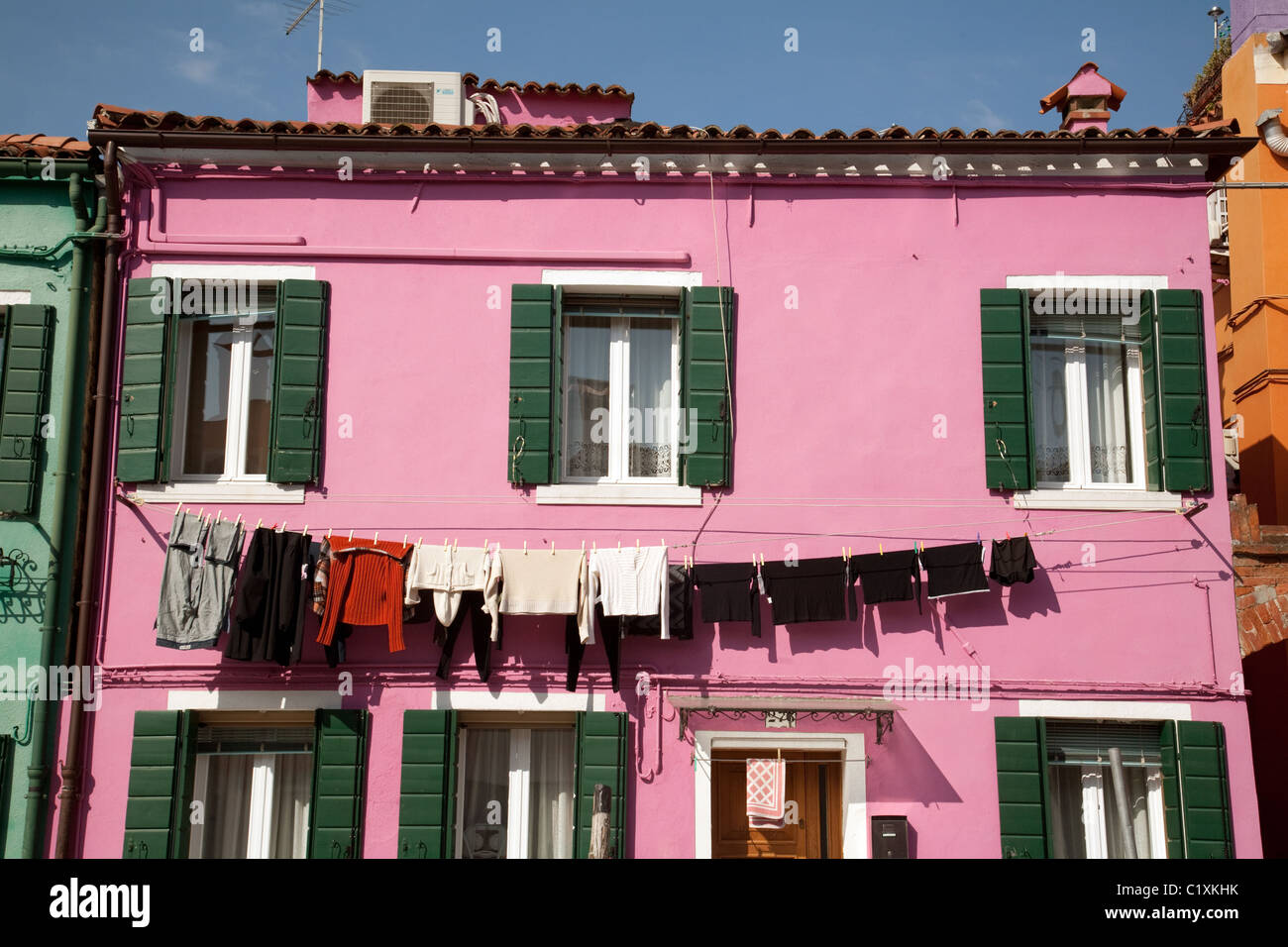 Clothes Line Hanging Italy Stock Photos & Clothes Line Hanging Italy