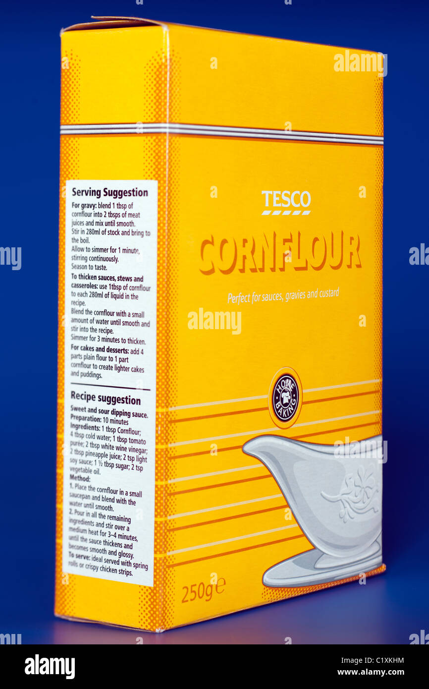 250 gram box of Tesco cornflour Stock Photo